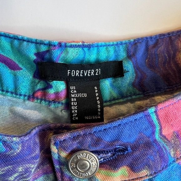 Blue Marble Swirl Trippy Utility Cargo Straight-Leg Pants Bottoms Jeans Sz S Y2K - Picture 8 of 8